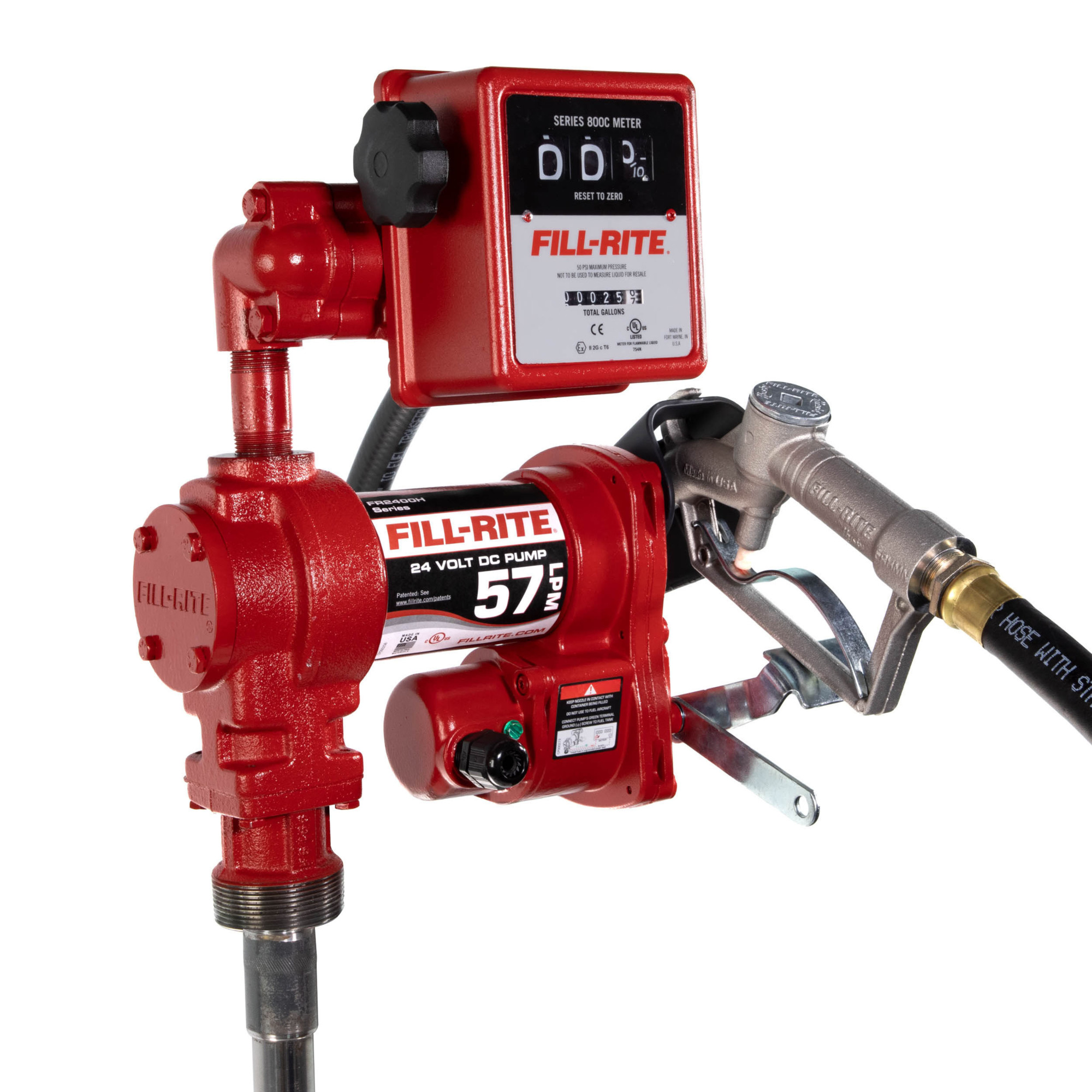 Fill-Rite Fuel Transfer Pump Kit - 24V DC, 15 GPM, 57 LPM, Manual Nozzle, Model# FR2411H